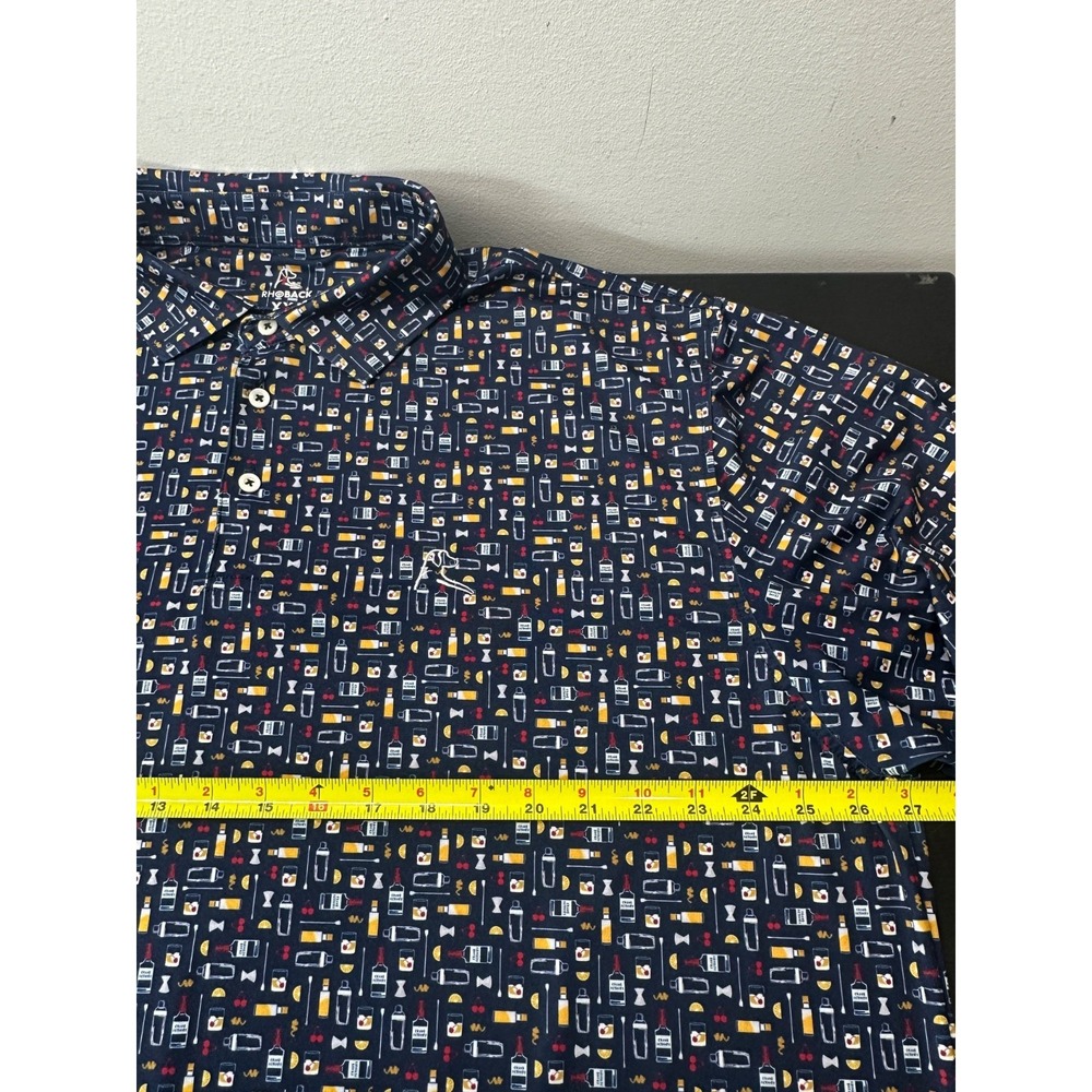 Rhoback Golf Polo Old Fashioned Cocktail Print Short Sleeve Performance - XXL - Picture 4 of 5